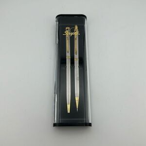 Scripto B-324 Pen and Pencil Gift Set - Chrome with Gold Trim